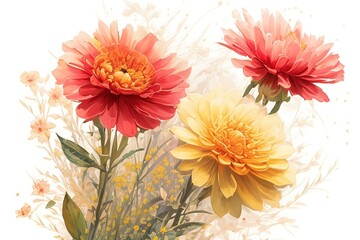 Watercolor floral background in pastel colors, AI generated image
