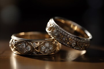 Closeup Of Wedding Rings. Generative AI