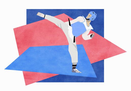 Man doing taekwondo kick