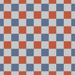 Vintage Checker Board Pattern. Retro Colors Checkered Gingham Pattern. Abstract Geometric Square background. Lavender Grey, Dark Blue Gray And Brown Checkered Tablecloth Design