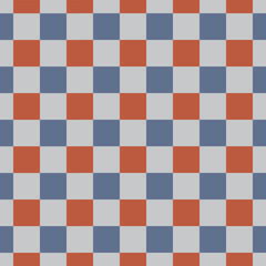 Vintage Checker Board Pattern. Retro Colors Checkered Gingham Pattern. Abstract Geometric Square background. Lavender Grey, Dark Blue Gray And Brown Checkered Tablecloth Design