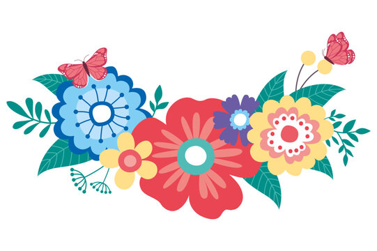 Fr&uuml;hling Blumenkranz Blumen grafische Elemente Vektoren