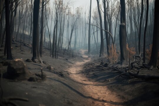 A picture of a forest that has been destroyed by a wildfire.
