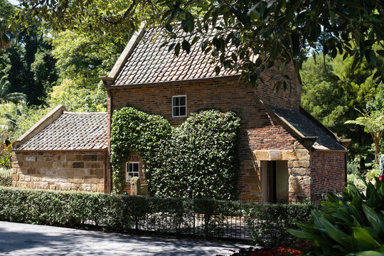 MELBOURNE, AUSTRALIA - FEBRUARY 18 2023: Captain Cook's Cottage in Fitzroy Garden in Melbourne, Victoria Australia. The cottage was brought from the UK to Melbourne in 1934
