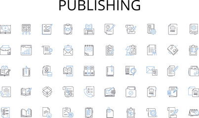 Publishing line icons collection. Robotics, Mechanization, Automation, Cyborgs, Androids, Machines, Nanobots vector and linear illustration. Humanoids,Artificial Intelligence,Gadgets outline signs set