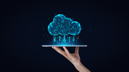 cloud computing icon and table for technology cloud computing for data transmission, database, data...
