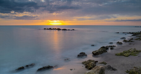 Sunset over the Gulf of Mexico from Caspersen Beach in Venice Florida USA