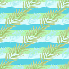 Abstract exotic plant seamless pattern. Tropical palm leaves pattern. Fern leaf wallpaper. Botanical texture. Floral background.