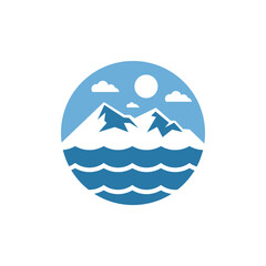 mountain and sea island scenery like hawaiian simple logo design illustration