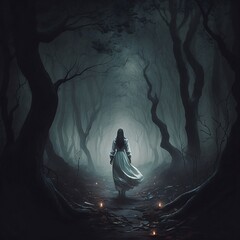 Scary Forest, Horror, Women, AI