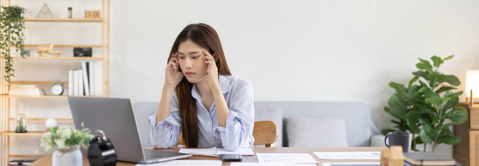 Young woman stressed or worried about doing a wrong job, Despair or disappointment, Sad feeling,...