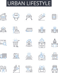 Urban lifestyle line icons collection. Unity, Integration, Harmony, Consolidation, Synergy, Fusion, Amalgamation vector and linear illustration. Coalition,Merging,Convergence outline signs set