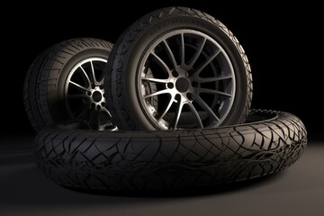 Fototapeta na wymiar isolated car tires or wheels, generative ai