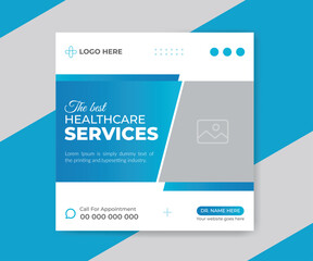 Medical services social media post flyer design template
