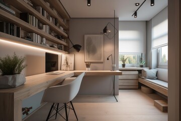 working room for home interior architecture with a minimalist style