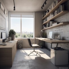 Fototapeta na wymiar working room for home interior architecture with a minimalist style