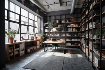 working room for home interior architecture with a minimalist style