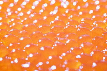 Texture photo of red caviar close up