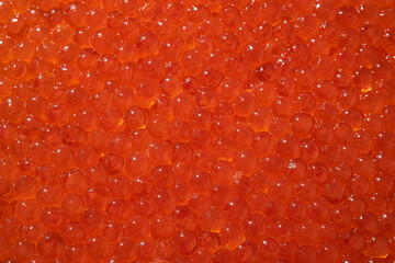 Texture photo of red caviar close up