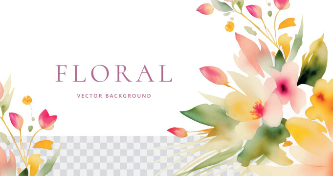 Watercolor floral banner, vector background. AI generated