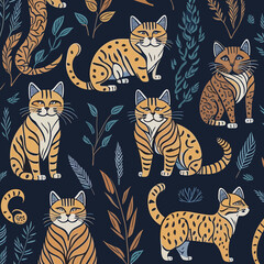 seamless pattern with cats