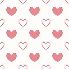 Seamless pink white heart pattern background.Simple heart shape seamless pattern in diagonal arrangement. Love and romantic theme background.	
