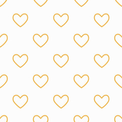 Golden Sand color heart shape seamless pattern in diagonal arrangement. Love and romantic theme on white background. Valentine wallpaper.