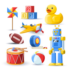 colorful and varied set of children's toys vector