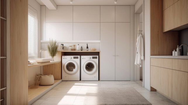 laundry room for home interior architecture with a minimalist style