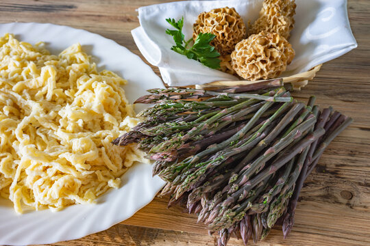 spargel sp&auml;tzle morchel morcheln roh 