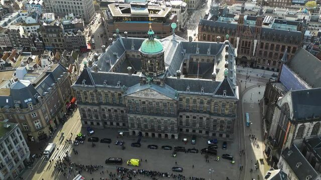Aerial view of The Royal Palace (Koninklijk Paleis van Amsterdam), Netherlands
