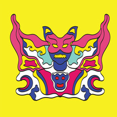 Cat Rage Aura Ornament Illustration