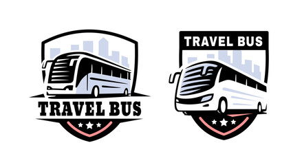 Travel bus logo on white background
