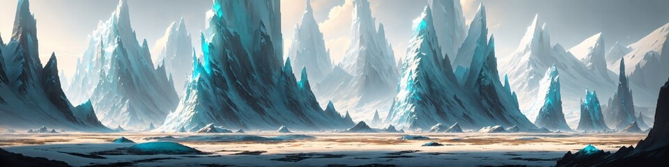 Snowy mountains landscape (AI)