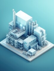 A pharmaceutical plant icon with translucent glass isometric vie .Generative AI