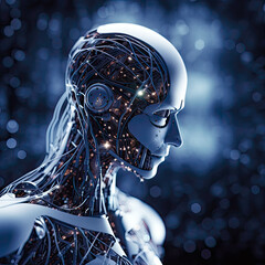 Humanoid Robot In Cyberspace Artificial Intelligence Generative AI