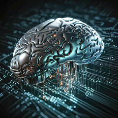 Artificial Intelligence Brain Connected To Cyberspace Neuronal Network Generative AI