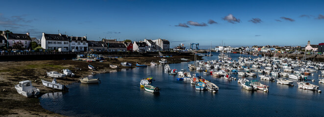 Fototapeta na wymiar Harbor And Fishing Boats Of Finistere City Guilvinec At The Coast Of Atlantic In Brittany, France