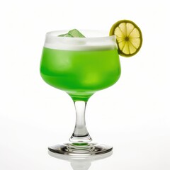 Midori Sour cocktail Isolated on White. Generative AI