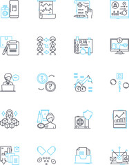 Financial management linear icons set. Budgeting, Investing, Planning, Saving, Cashflow, Audit, Forecasting line vector and concept signs. Debt,Risk,Analysis outline illustrations