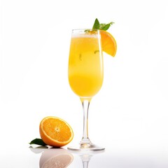 Mimosa cocktail Isolated on White. Generative AI