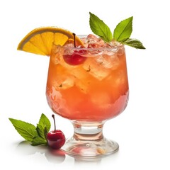 Planters Punch cocktail Isolated on White. Generative AI
