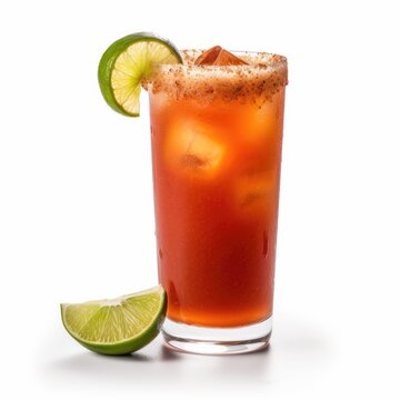 Michelada cocktail Isolated on White. Generative AI