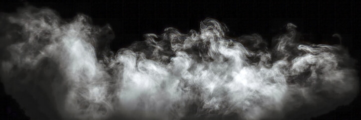 Fog on a black background, moving in different directions. Overlay. Generative AI.