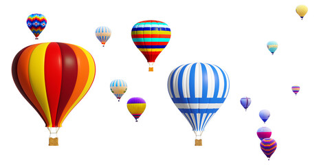 Naklejka premium hot air balloons isolated on clear background