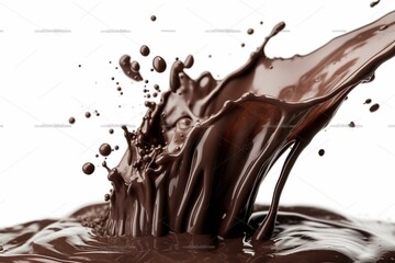 liquid chocolate isolated splash explosion. On white. Generative AI