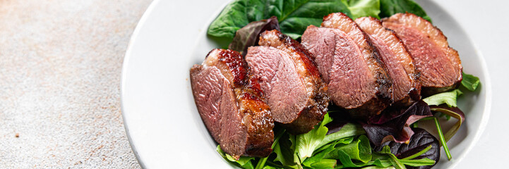 duck breast roasted meat poultry meal food snack on the table copy space food background rustic top view