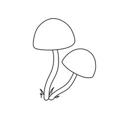 Vector isolated two pair couple mushrooms colorless black and white contour line easy drawing