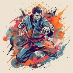 Graffiti-style Jiu Jitsu Fighter