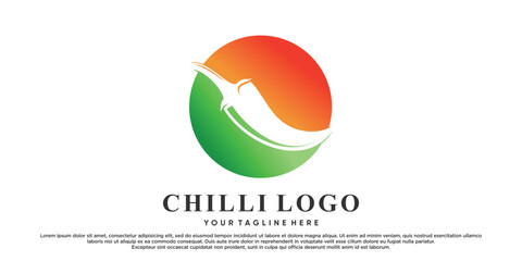 chilli logo design with unique concept Premium Vector